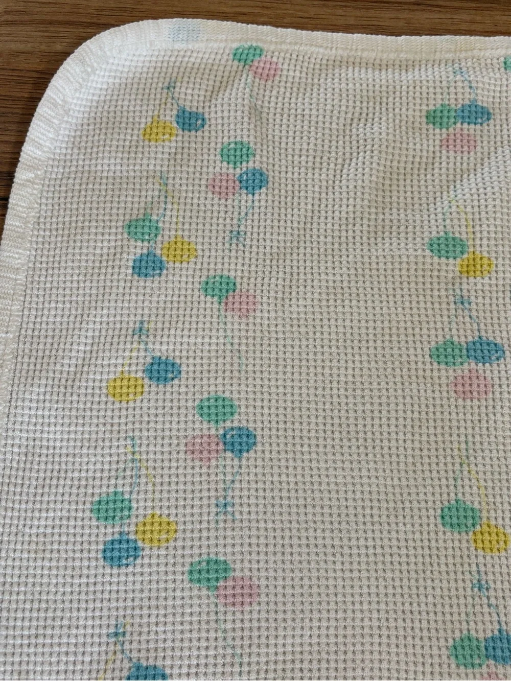VTG J.E. Morgan Baby Blanket Balloon Waffle Weave Knit Receiving Cotton Pastel